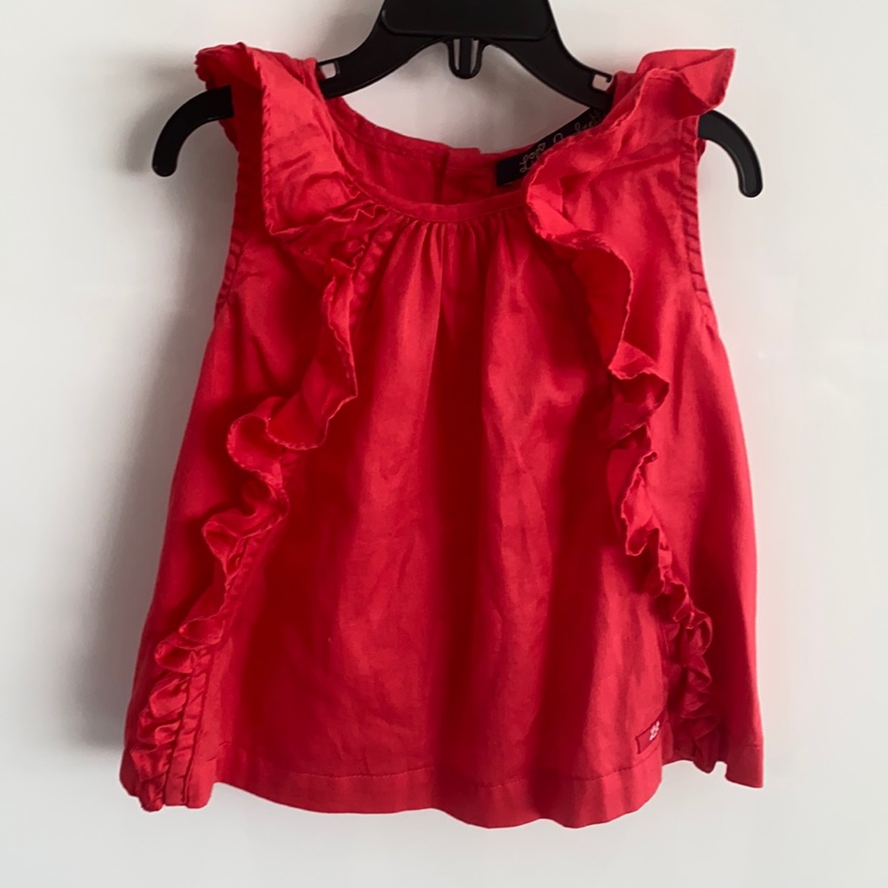 Lili Gaufrette hot pink ruffle-front tank 2T